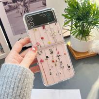 For Samsung Galaxy Z Flip 4 Case 3 Flower Transparent Folding Case For Samsung Z Flip 3 5g Zflip4 Shockproof Hard Back Cover Galaxy  Z Flip 3