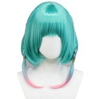 Anime Vtuber Kyo Kaneko Cosplay Perukas Mėlyni Rožiniai Trumpi Mullet Plaukai NIJISANJI EN 6-asis ILUNA Virtualus Idolis Youtuber Galvos Apdangalas 35CM One Size žalia