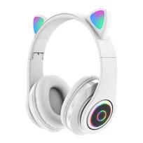 Šviečiančios Katės ausinės Ausinės Stereo sulankstomos muzikos žaidimai Ausinės Kompiuterių ausinės balta