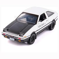 1/28 mastelio Toyota AE86 Initial D modelio automobilis, cinko lydinio, ištraukiamas atgal žaislinis automobilis su garsu ir šviesa, skirta vaikams berniukui mergaitei 1/28-15x5.8x5cm juoda/balta