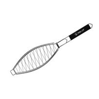 Žuvies kepimo krepšelis Nonstick BBQ Barbecue Žuvies kepimo skrudinimo krepšelis Medinė rankena gray