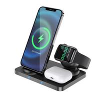 3 viename belaidis įkroviklis 15 W greito įkrovimo stotelė, skirta iPhone 14 13 12 11 XS Pro Max Dock Stovas, skirtas Airpods Pro Apple iWatch 5 4 3 juoda