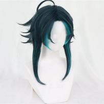 Anime Short Wig Cosplay Game Genshin Impact Xiao Costume Heat Resistant Synthetic Hair Men Carnival Party Wigs One Size mėlyna