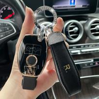 Odinis raktų pakabuko dirželis Blizgus TPU automobilio raktų dėklo dangtelis, skirtas Mercedes Benz C klasė W204 GLC260 C200 CIA GLA W205 W212 CSE klasė juoda