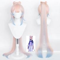 Anime Genshin Impact Cosplay Kokomi perukas Sangonomiya Kokomi Cosplay perukas 120 cm ilgio gradiento plaukų karščiui atsparūs sintetiniai plaukai One Size rožinė