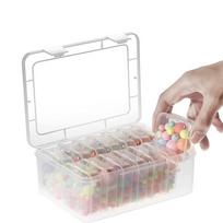 Mini skaidri plastikinė dėžutė, karoliukai papuošalų priedai Kvadratinis laikymo dėklas balta
