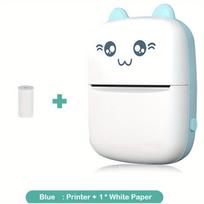 Mini kišeninis spausdintuvas belaidis  Bluetooth  terminis spausdintuvas nuotraukoms Kvitai Pastabos Atmintinė Etiketė QR kodai Nešiojamas rašalinis dovanų spausdintuvas L mėlyna