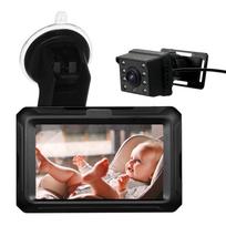 Kūdikių automobilio veidrodėlis, 1080P kūdikių monitorius su kamera Kūdikių automobilio veidrodėlis su 4,3 colio IPS ekranu naktiniu matymu juoda