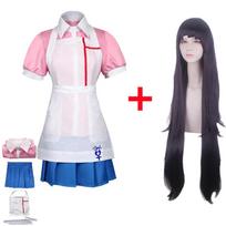 Anime Danganronpa Cosplay kostiumas Mikan Tsumiki Moterų suknelė Tarnaitės uniforma Visas komplektas Helovino karnavaliniai drabužiai L-(Suit+Wig)