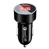 18w Dvigubas USB automobilinis įkroviklis Led greito įkrovimo mobiliojo telefono įkrovimas skirtas iPhone 12 11 Mini Pro X Xr Max 7 8 Plus Xiaomi Huawei Samsung juoda
