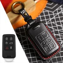Prabangus HALLMO odinis automobilio raktų dėklas, skirtas VOLVO viskas įskaičiuota 6 buttons juoda