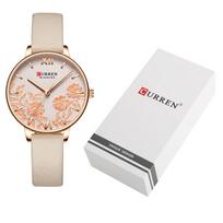 CURREN 9065 Elegantiškas Išskirtinis Kasdienis Verslo Kvarcinis Moteriškas Laikrodis Sakura Gėlės Reljefinis Itin Plonas