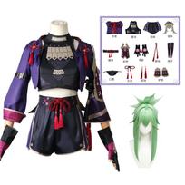 Aukštos kokybės žaidimas Kuki Shinobu Cosplay kostiumas, pilnas Kuki Shinobu aprangos perukas su kaukėmis kojinėmis komiksų Cn L-(Costume+Wig)