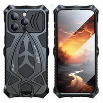 Prabangus Armor Metalinis telefono dėklas, skirtas iPhone 15 Pro Max 14 13 Military Heavy Duty Full Cover Smūgiams atsparus Funda su apsauginiu dangteliu For iphone15 Pro Max juoda
