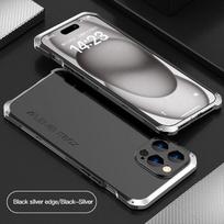 Armor Metal Aliuminis + PC + silikoninis mygtukas Sunkaus telefono apsauginis dangtelis skirtas iPhone 15 Pro Max 15 Plus 13 14 smūgiams atsparus dėklas For iPhone 15 sidabras/juoda