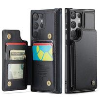 Retro atverčiamas odinis telefono dėklas, skirtas Samsung Galaxy S23 S22 S21 Plus S20 FE Note 20 Ultra piniginės kortelės laikiklio nugaros apsauginis dangtelis Samsung S20 juoda