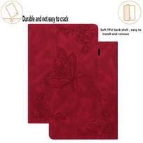Drugelio rašto įspaudimo proceso dizaino odinis planšetinių kompiuterių dėklas, skirtas iPad / Samsung Tab / Huawei / Amazon / Lenovo / Xiaomi / Oppo / Nokia Nokia T21 raudona