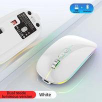 Dviejų režimų „Bluetooth“ belaidė pelė su C tipo įkraunama Rgb vienu spustelėjimu darbalaukio funkcija žaidimų pelė „Gamer“ 2,4 GHz 1600 dpi balta