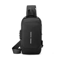 Krūtinės krepšys vyrams Crossbody Bag Vandeniui atsparus USB pečių krepšys nuo vagystės Kelioninis žinučių paketas krūtinės diržas mados prabangus dizaineris juoda