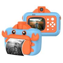 Mielas vaikiškas momentinis fotoaparatas 1080p vaikams skaitmeninis fotoaparatas vaikams momentinio spausdinimo fotoaparatas, pasukamas 180 laipsnių kampu mėlyna