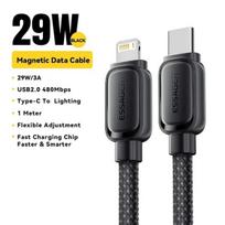 Essager PD29W USB C prie apšvietimo magnetinio greitojo įkroviklio nesipainiojantis laidas, skirtas iPhone 14 13 12 11 Pro Max 1m juoda