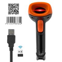 Rankinis 1D2DQR brūkšninių kodų skaitytuvas BT+2.4G belaidis USB laidinis brūkšninių kodų skaitytuvas, vadovas Nepertraukiamas USB & 2.4G Connect raudona juoda spalva