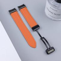 Greitai pritvirtinamas odinis dirželis, skirtas Samsung Galaxy Watch 6Classic 43mm 47mm 6/5/4 40mm 44mm magnetinė sagtis, skirta Watch 5pro 45mm odinei apyrankei Galaxy Watch 4 40 44 oranžinė