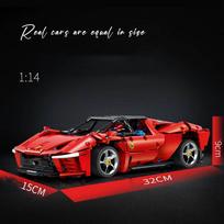 1:14 MOC 1404PCS Technic Super Race Car Red Sport Vehicle Building Block Model Gimtadienis Vaikų dienos dovana berniukams ir mergaitėms suaugusiems No Box