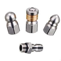 Aukšto slėgio plovimo kanalizacijos valymo rinkinys, purkštukas su mygtuku ir besisukantis, skirtas užsikimšimui pašalinti 4Pcs without Tape