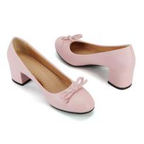 Mary Janes aukštakulniai pavasario ir rudens nauji apvalūs zomšiniai lanko mazgai, moteriški batai su elegantišku kulnu 46