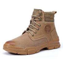 Steel Toe Boot Safety Boots Wear-resistant Puncture Proof Waterproof Work Boots Industrial Construction Safety Shoes 41 chaki