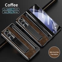 Su S Pen stovo odiniu dėklu, skirtu Samsung Z Fold 4 Z Fold 5 6 vyrių dėklu ekrano apsaugine plėvele rašiklio angos dangteliu For Galaxy Z Fold 5&Case With S Pen kava