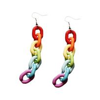 Fashion Chain Ear Hook Women Long Rainbow Clip Earrings Club Jewelry Ear Hook