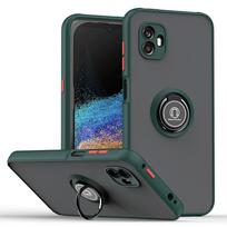 Šarvuotas matinis dėklas, skirtas Samsung Galaxy Xcover 7 Xocver 6 Pro, su žiedu, magnetiniu laikikliu, stoveliu, atsparus smūgiams, verslo, pilna apsauga For Xcover 7 tamsiai žalia spalva