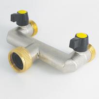3/4 colio 2 krypčių žalvarinis čiaupo skirstytuvas, žarnos čiaupo skirstytuvo jungtis su 2 vožtuvais 1 Pc