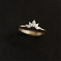 925 Sterling Silver Pavé Crystal Plating 14k Gold Simple Crown Ring Women Fashion Temperament Wedding Jewelry Accessories 5 auksas