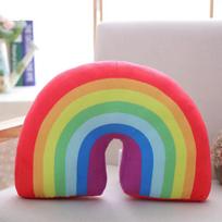 Nauja Miela Vaivorykštės Formos Pagalvė Vaikų Pliušinis Žaislas Biuro Miego Kaklo Pagalvė Vaikų Kambario Minkšta Patogi Pagalvėlė Namų Dekoras 35x25cm