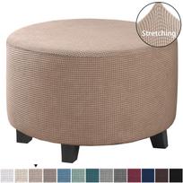 Osmanų užvalkalai Apvalaus pufiko sofos užvalkalai Pufiko apsauginiai užvalkalai Tampri medžiaga Sandėliavimo pufiko užvalkalai M(Dia23x H18 inch) chaki