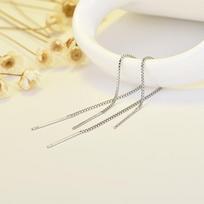 Vintage Silver Color Bar Long Thread Tassel Drop Earrings For Women Glossy Geometric Korean Earring Fashion Jewelry  New