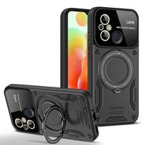 Xiaomi Redmi 12C dėklas smūgiams atsparus šarvuotas žiedo laikiklis dangteliai Redmi 12C 12 C Redmi12C Magsafe belaidis telefono dėklas For Redmi 12C juoda