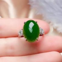 Naujas Temperamentas Žąsies Kiaušinio Formos Imitacija Hetian Jaspis Chalcedonas Atviras Žiedas Moteriškas Retro Gyvas Žiedas Papuošalai opening adjustable