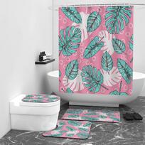 „Palm Leaf“ skaitmeninis spausdintas dušo užuolaidos vonios dangtis vandeniui atsparus vonios kambario dekoras W90cm*L180cm gray