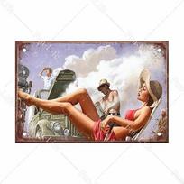 Graži mergina Vintažinis metalinis plakatas Retro skardos plokštelė Kompaktiško automobilio skardiniai ženklai Lenta Namų Pub Baras Kavinė Garažas Sienų dekoras 20x30 CM 20x30cm
