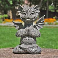 Sodo statula Drakono Meditacija Statula Led apšvietimo dervos ornamentas Dinozauro formos skulptūra Lauko kiemo apdaila Namų dekoras A