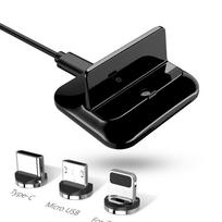 3in1 magnetinis belaidis įkroviklis įkrovimo bazė mobiliojo telefono laikiklis Apple Android Type-c įkrovimo stoties doko įkrovikliui charger holder juoda
