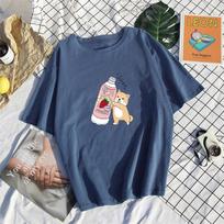 Kawaii Clothes Moteriški Negabaritiniai medvilniniai marškinėliai Vasariniai nauji marginti marškinėliai Minkšti moteriški marškinėliai 4XL balta