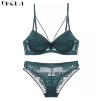 DKGEA Fashion Push Up Liemenėlė Sexy Lace Brassiere Storas Moteriškas apatinių rinkinys juodas 80A balta