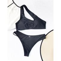 Asimetriškas aukšto kirpimo bikinis, moteriškas maudymosi kostiumėlis, moteriškas maudymosi kostiumėlis, dviejų dalių bikinio rinkinys, paminkštintas maudymosi kostiumėlis. S raudona