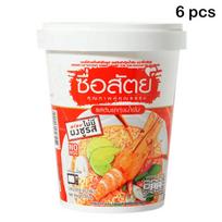 „Suesat Cup“ greitai paruošiamų makaronų „Tom Yum Kung“ skonio, be MSG, 65 gx 6 vnt – tajų maistas 65 g x 6 pcs