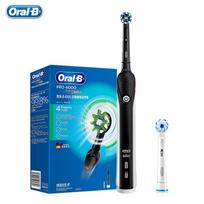 Oral B ultragarsinis elektrinis dantų šepetėlis Pro4000 3D Išmanusis dantų balinimas suaugusiems įkraunamas dantų šepetėlis